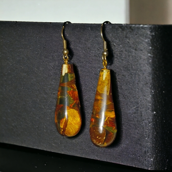 Amber drop earrings - Picture 5 of 5